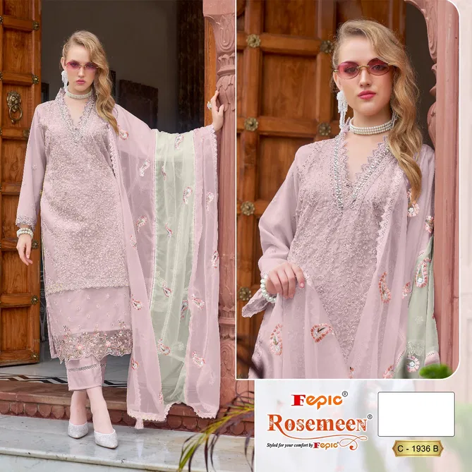 C 1936 Rosemeen By Fepic Organza Embroidery Pakistani Suits Orders In India